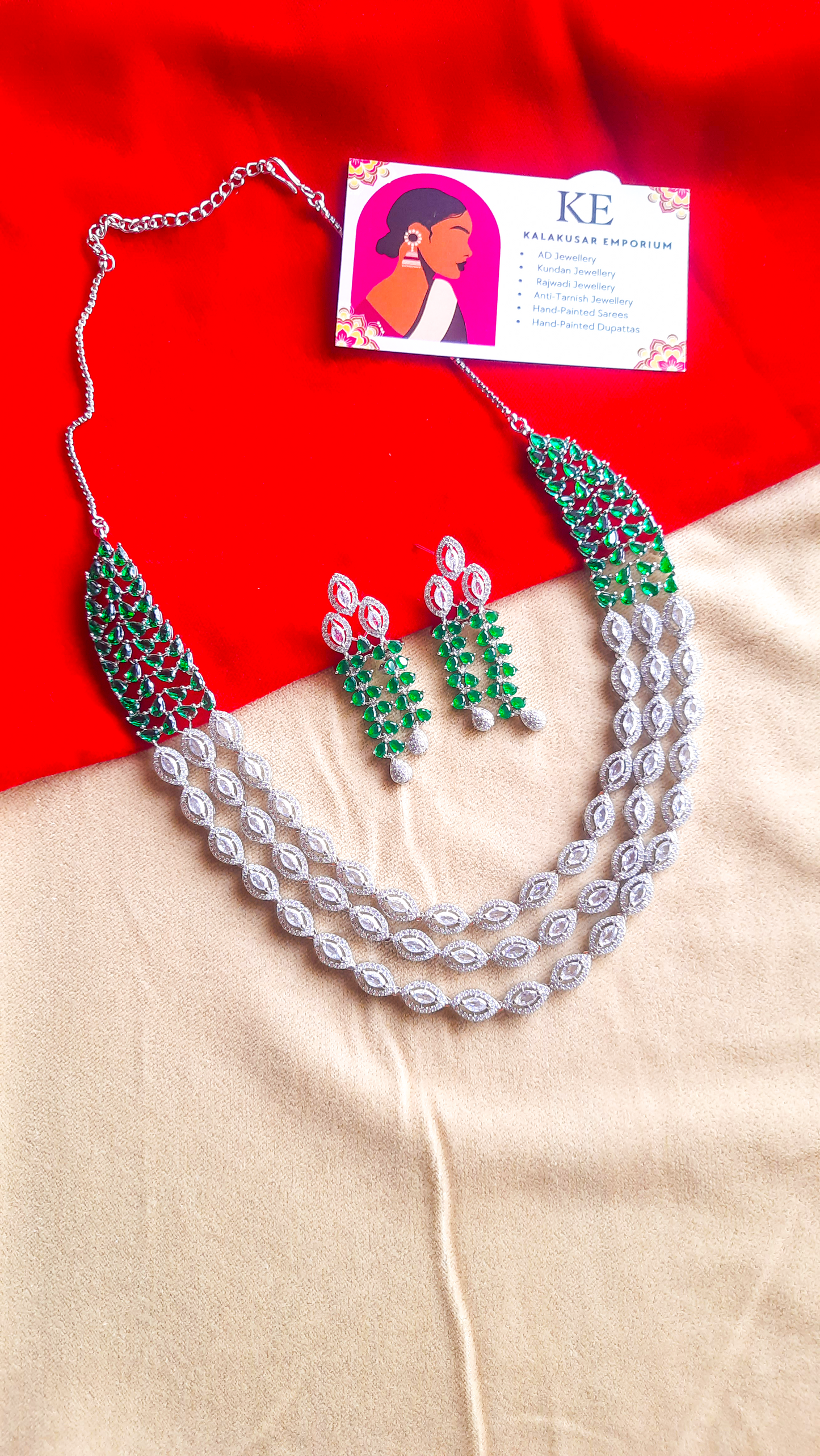 Three Layer- Party Wear AD Necklace