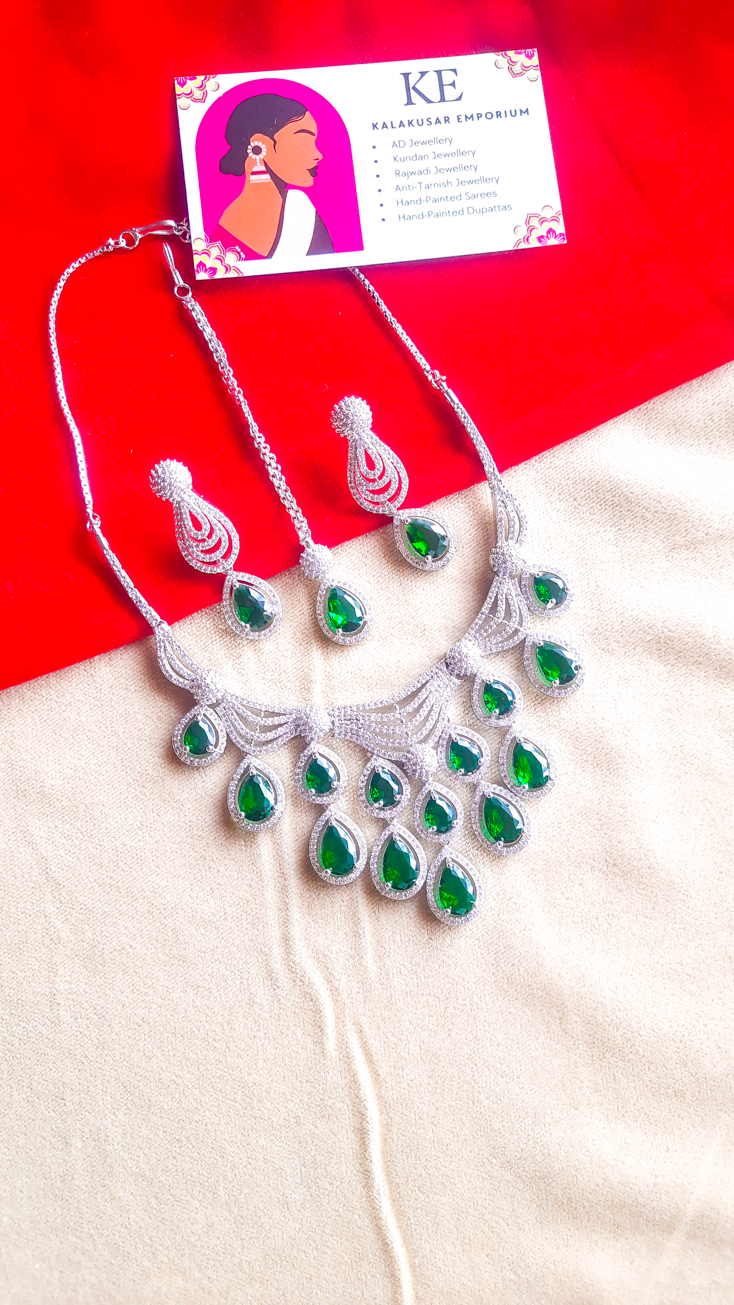 Shades of Royalty: Stylish AD Stone Drop Jewelry Set