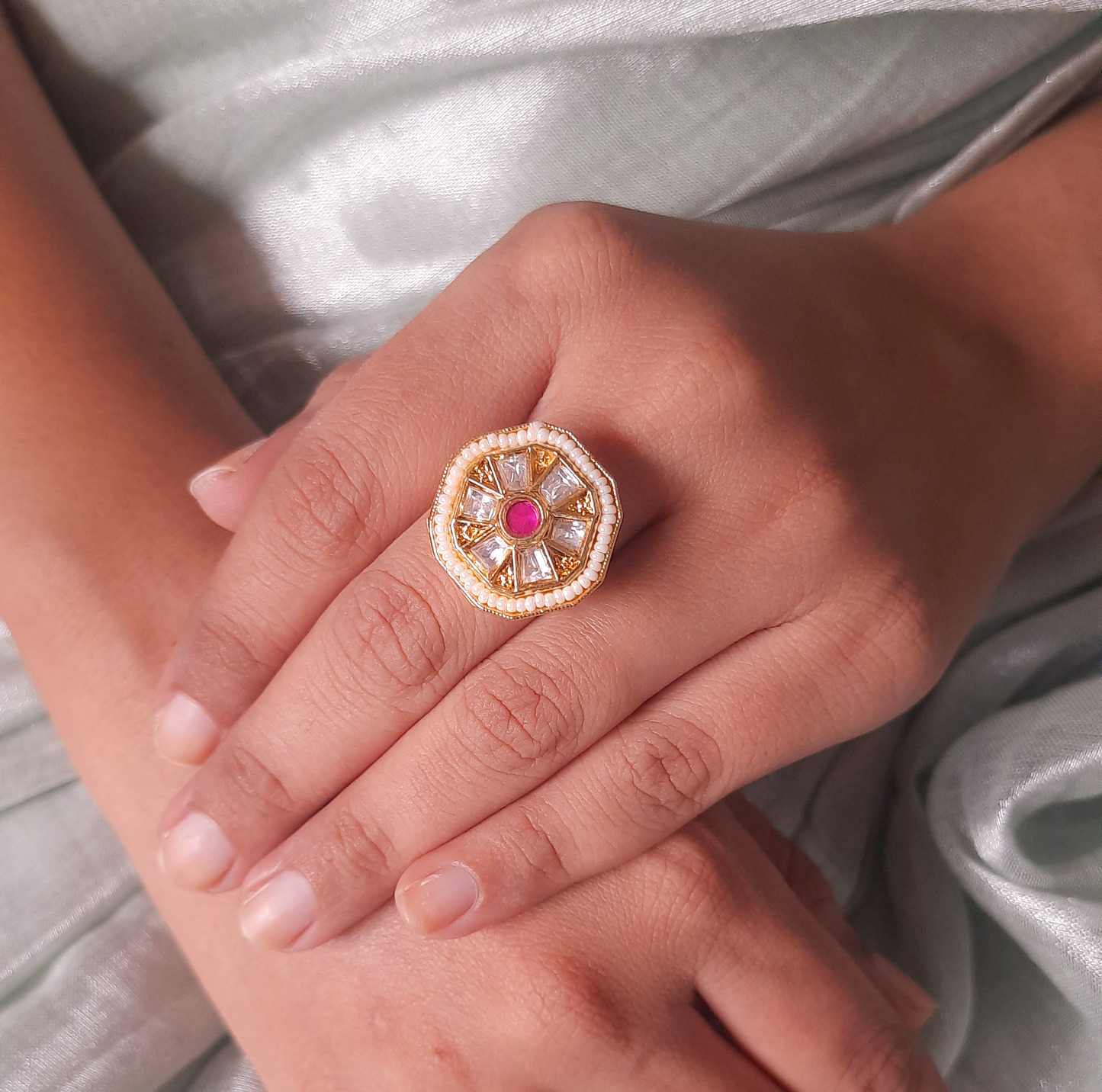 Antique Finish Premium Kundan Finger Ring
