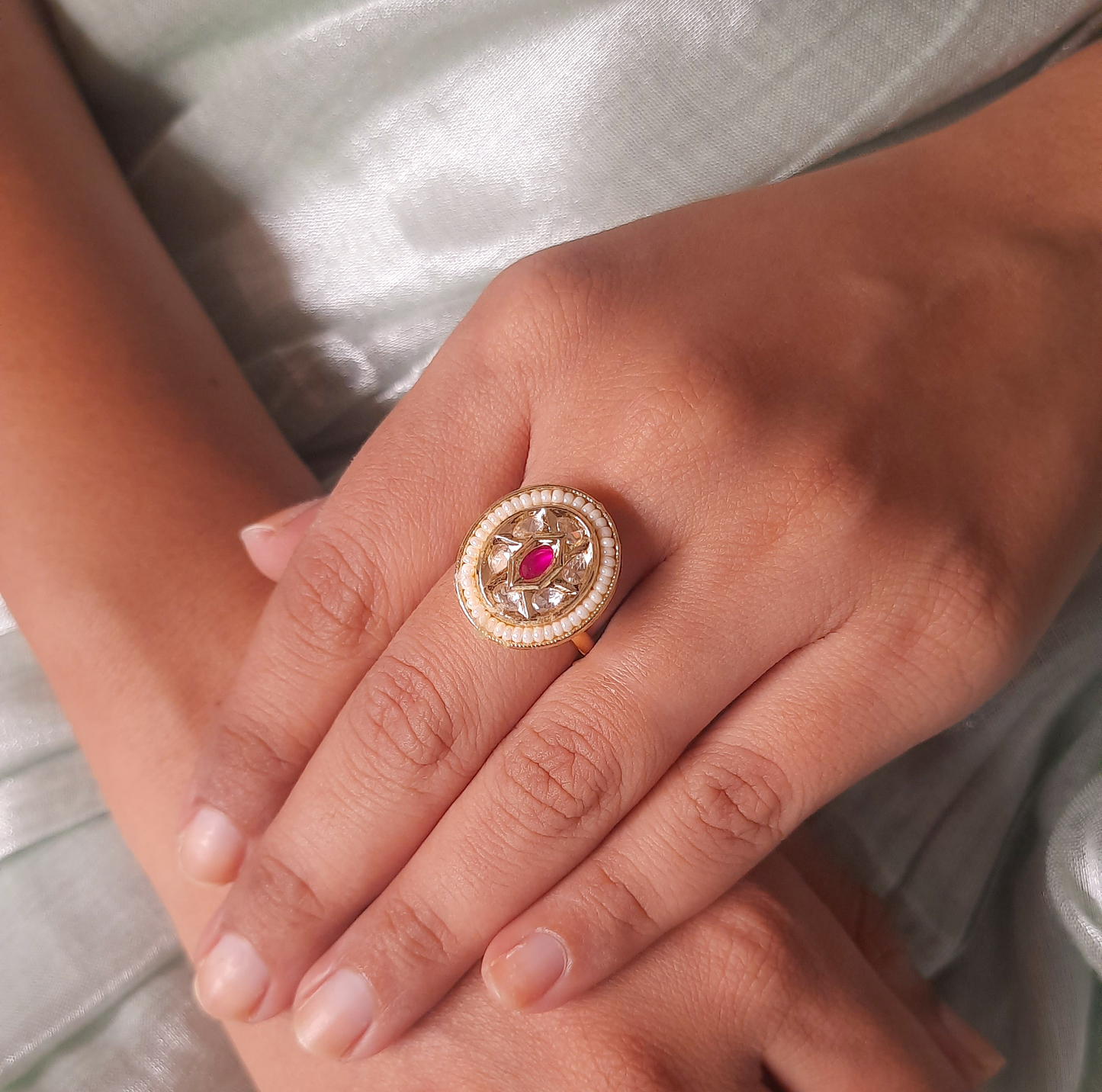 Antique Finish Premium Kundan Finger Ring