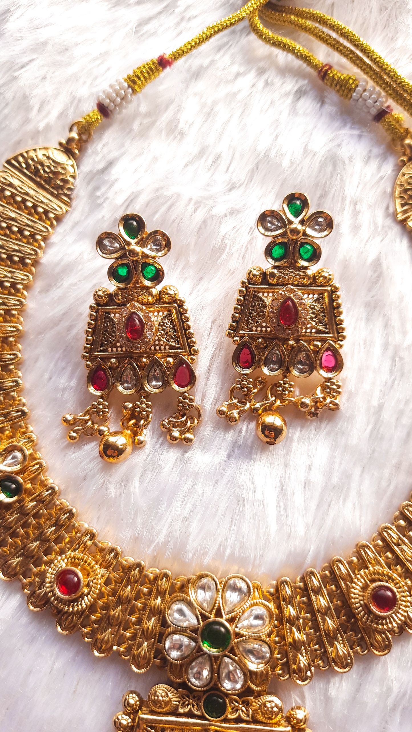 Antique Finish Rajwadi Necklace Set