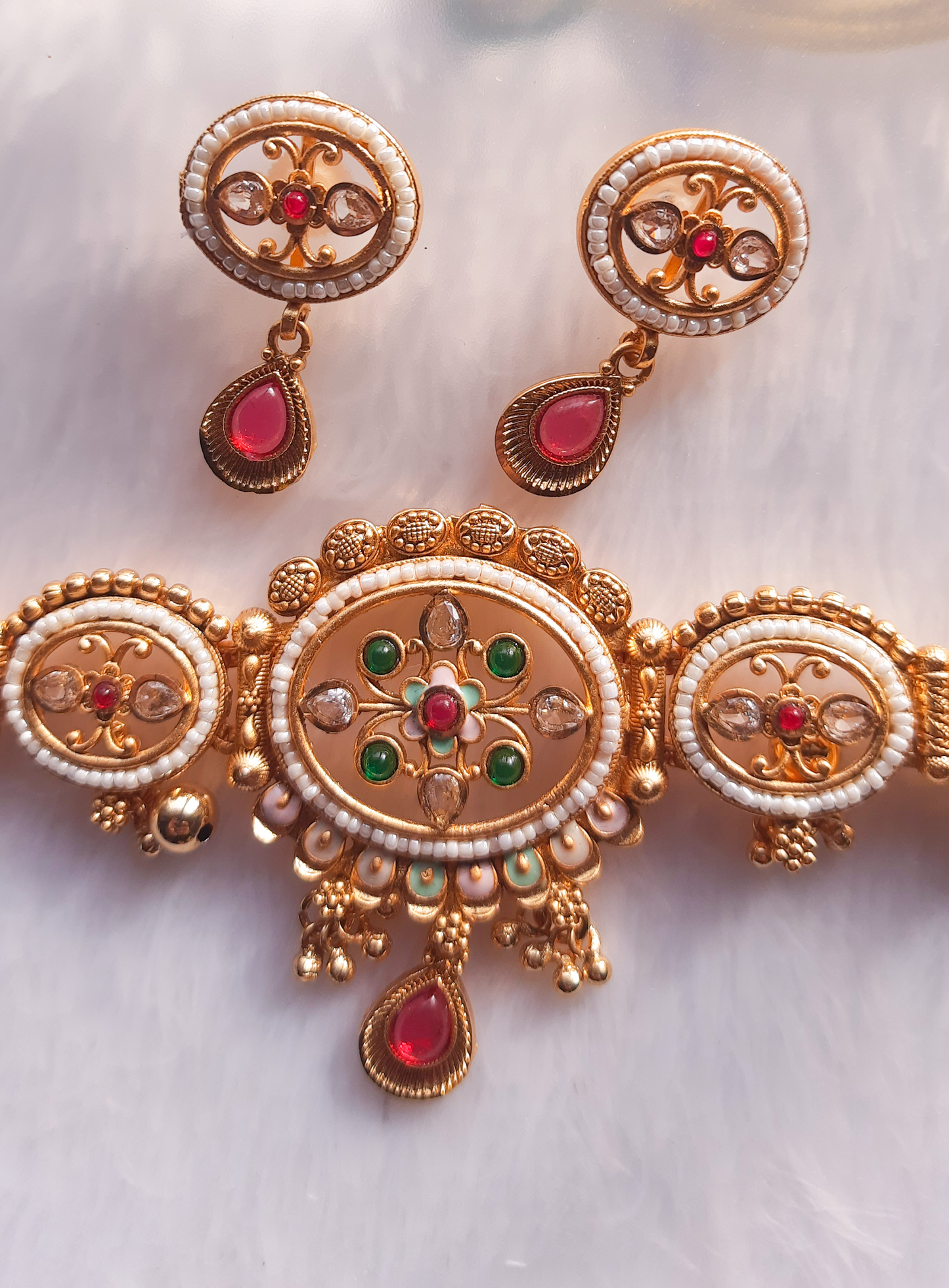 Rajwadi Meenakari Choker Set