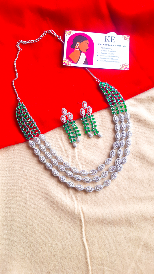 Three Layer- Party Wear AD Necklace