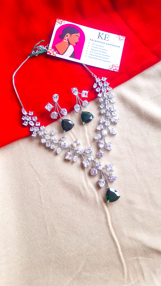 Crystal Bloom: Stylish AD Stone Jewelry Set