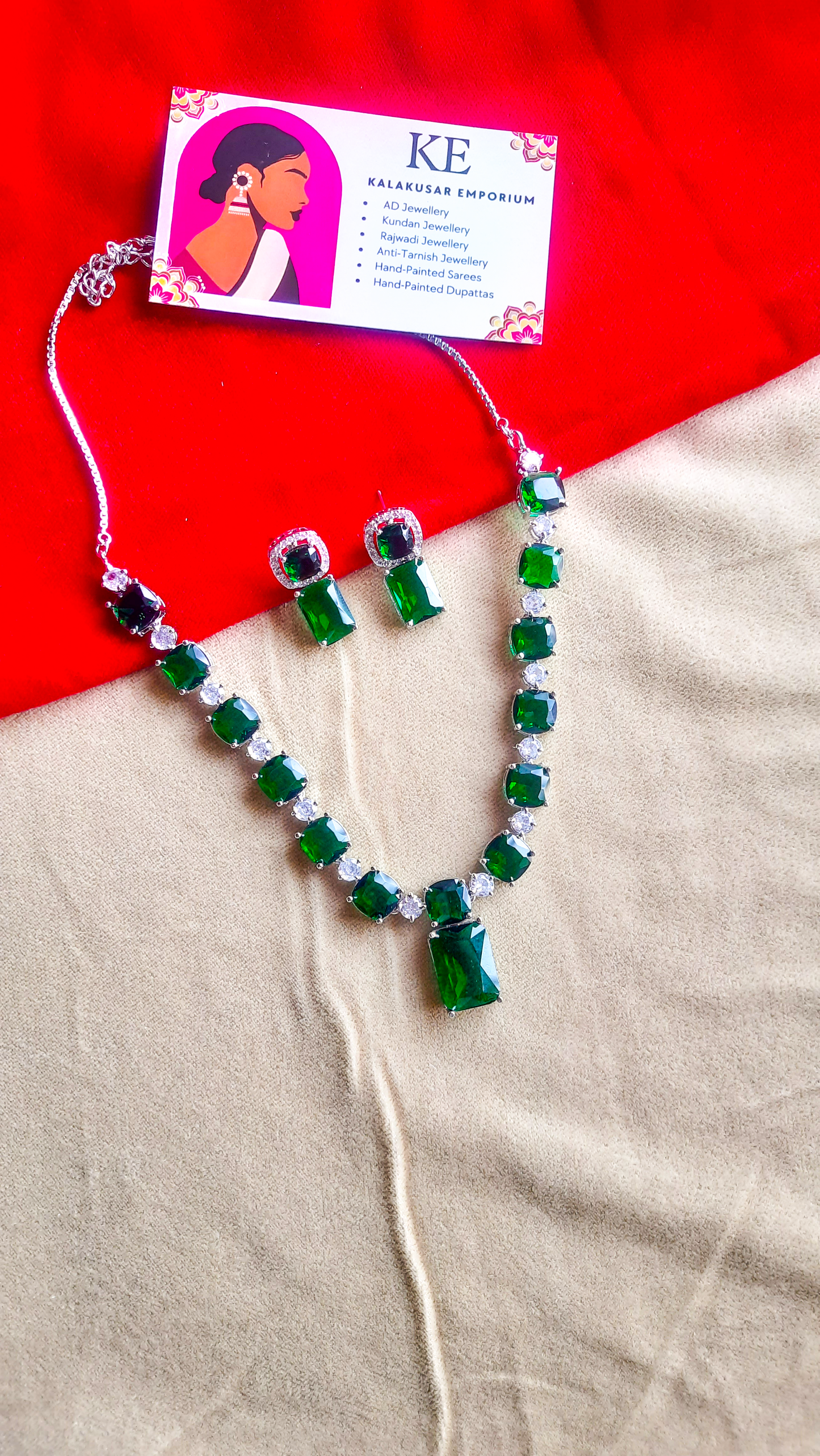 Shades of Royalty: Stylish AD Stone Jewelry Set