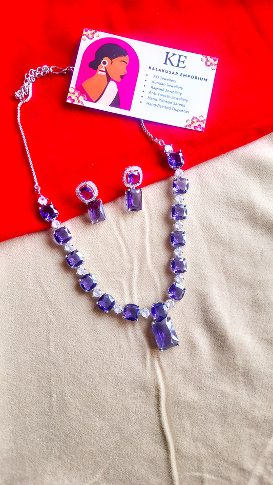 Shades of Royalty: Stylish AD Stone Jewelry Set