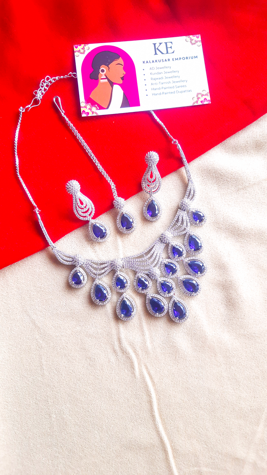 Shades of Royalty: Stylish AD Stone Drop Jewelry Set