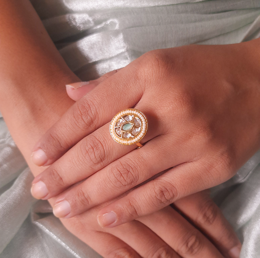 Antique Finish Premium  Kundan Finger Ring