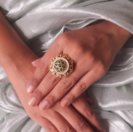 Classic Enamel Meenakari Kundan Ring