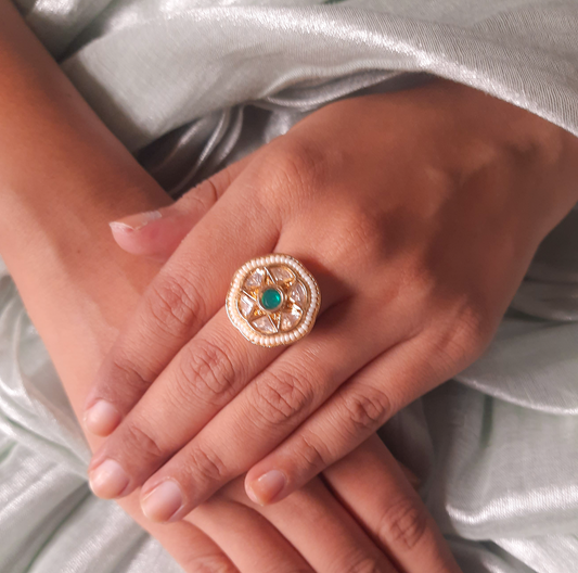 Antique Finish Premium  Kundan Finger Ring