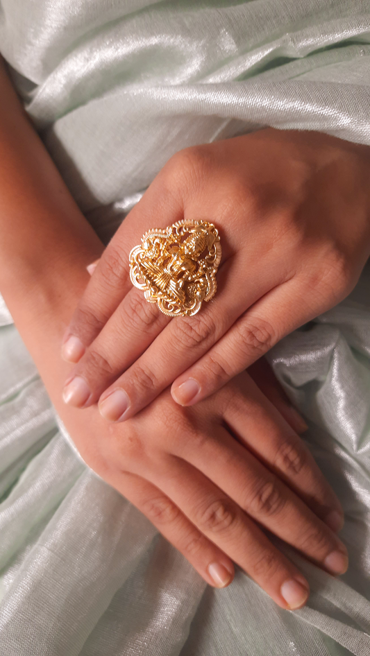 Divine Lakshmi Temple Jewelry Ring