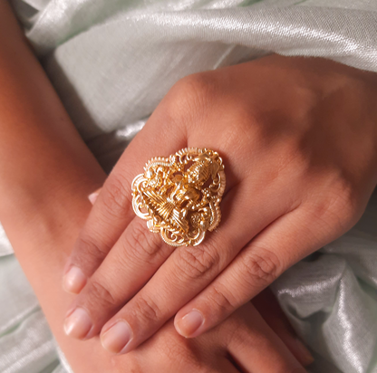 Divine Lakshmi Temple Jewelry Ring