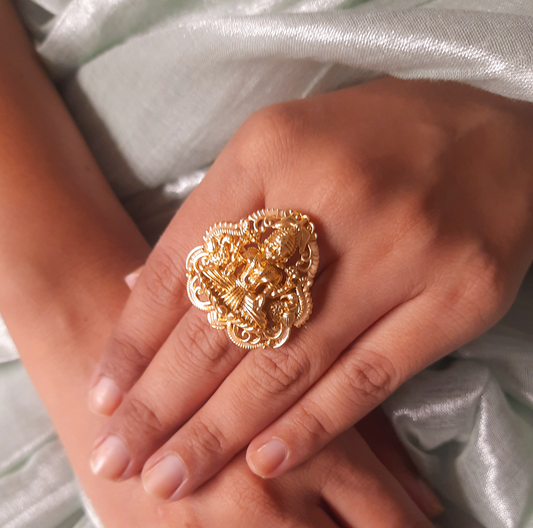 Divine Lakshmi Temple Jewelry Ring