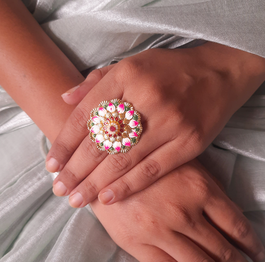 Floral Delight Meenakari Ring