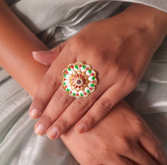 Floral Delight Meenakari Ring