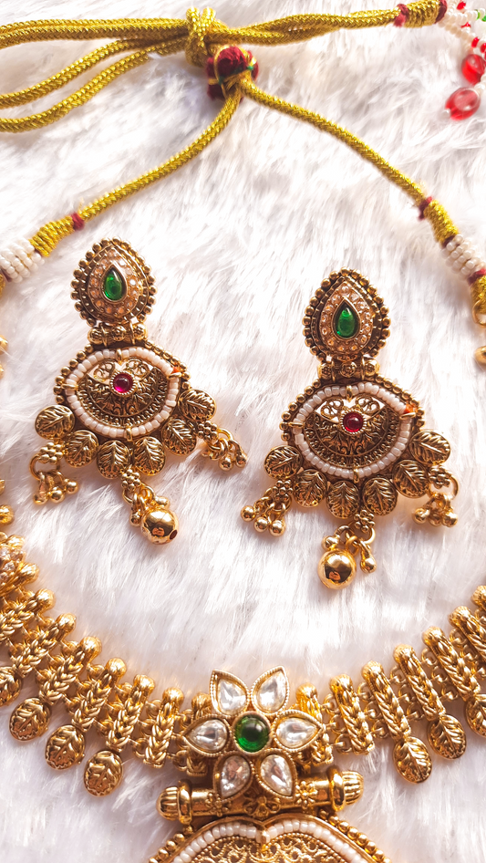 Antique Finish Rajwadi Necklace Set