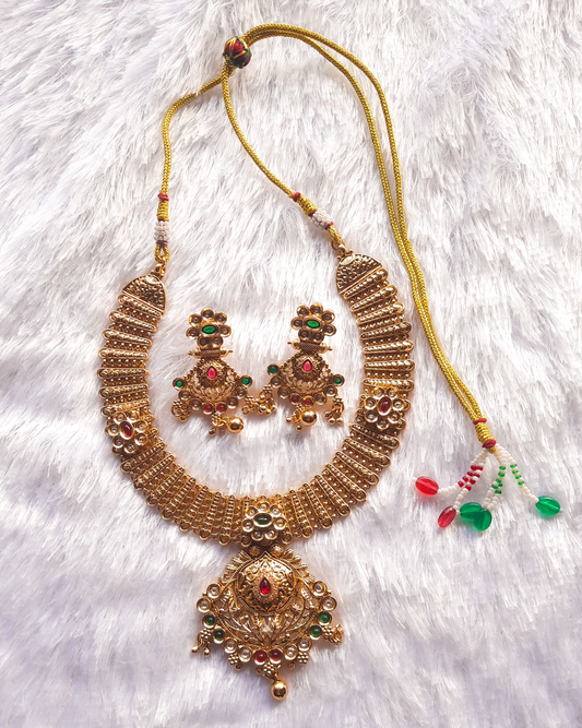Antique Finish Rajwadi Necklace Set