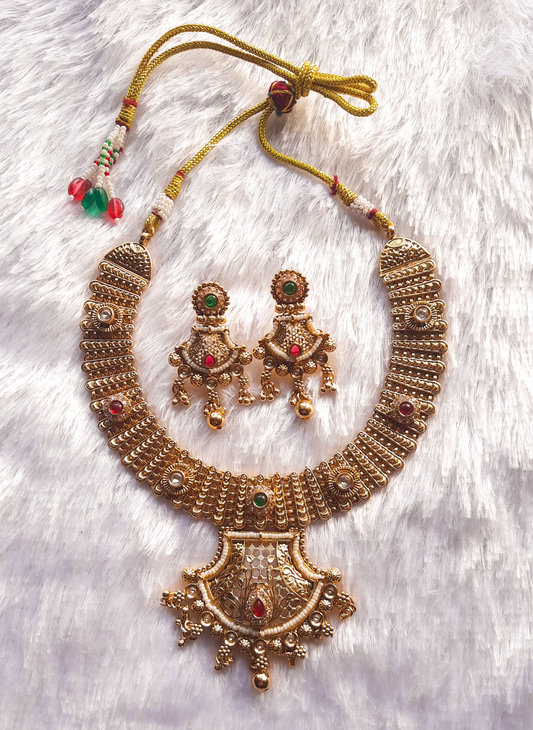 Antique Finish Rajwadi Necklace Set