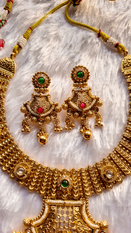Antique Finish Rajwadi Necklace Set