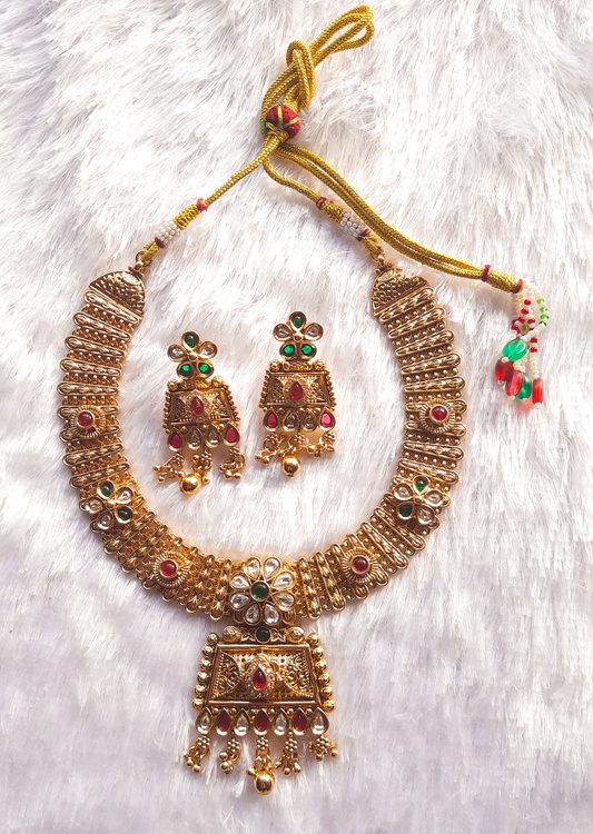 Antique Finish Rajwadi Necklace Set