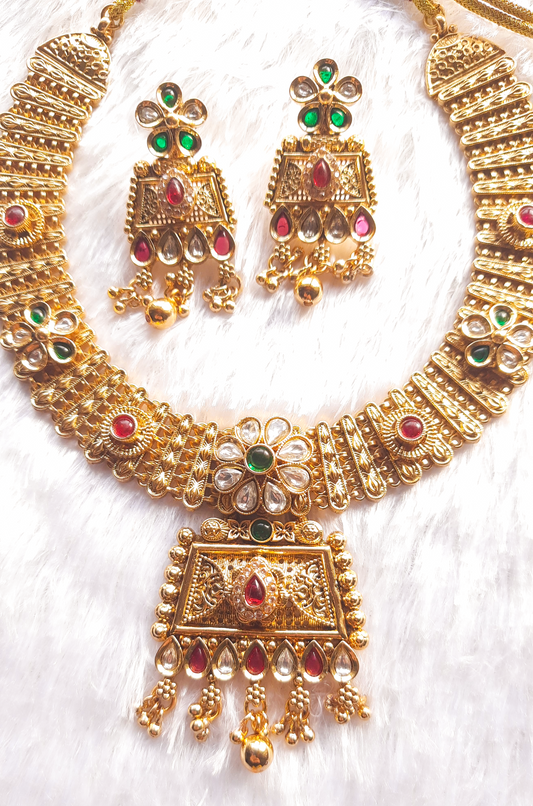 Antique Finish Rajwadi Necklace Set