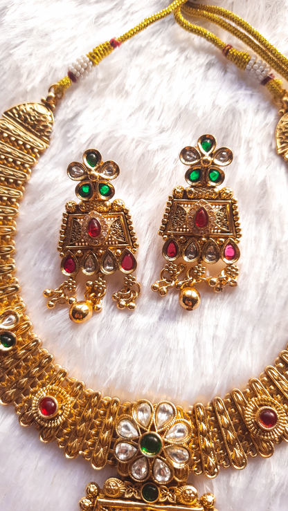 Antique Finish Rajwadi Necklace Set
