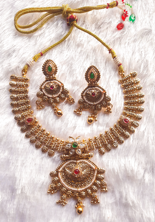 Antique Finish Rajwadi Necklace Set