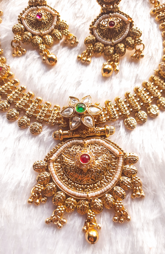 Antique Finish Rajwadi Necklace Set