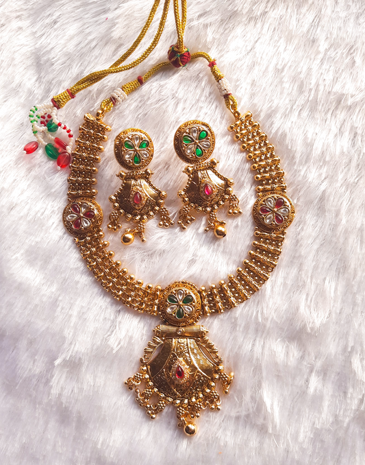Antique Finish Rajwadi Necklace Set