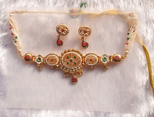 Rajwadi Meenakari Choker Set