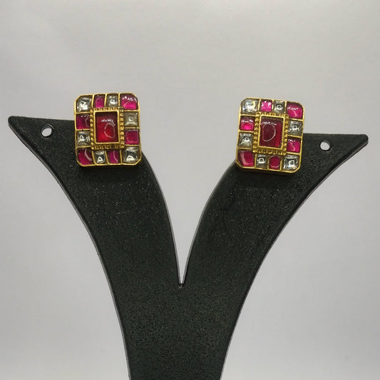 Blush Majesty – Pink & White Jadau Earrings
