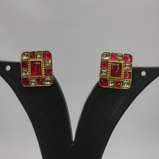 Blush Majesty – Pink & White Jadau Earrings