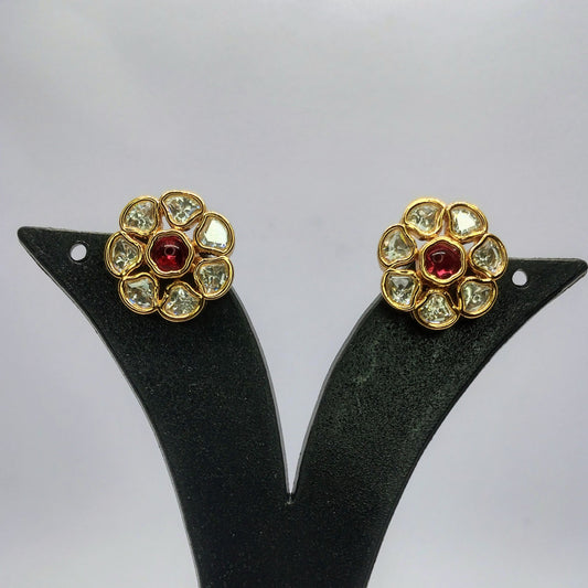 Petal Glow – Moissanite Earrings with Pink Center Stone